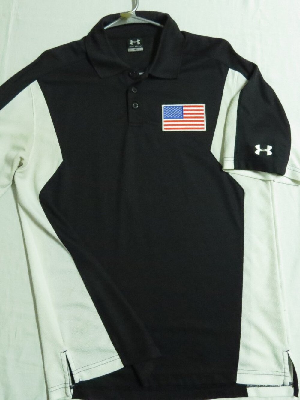 Sz M USA Black/Silver Under Armour Men's db #510 Polo Shirt
